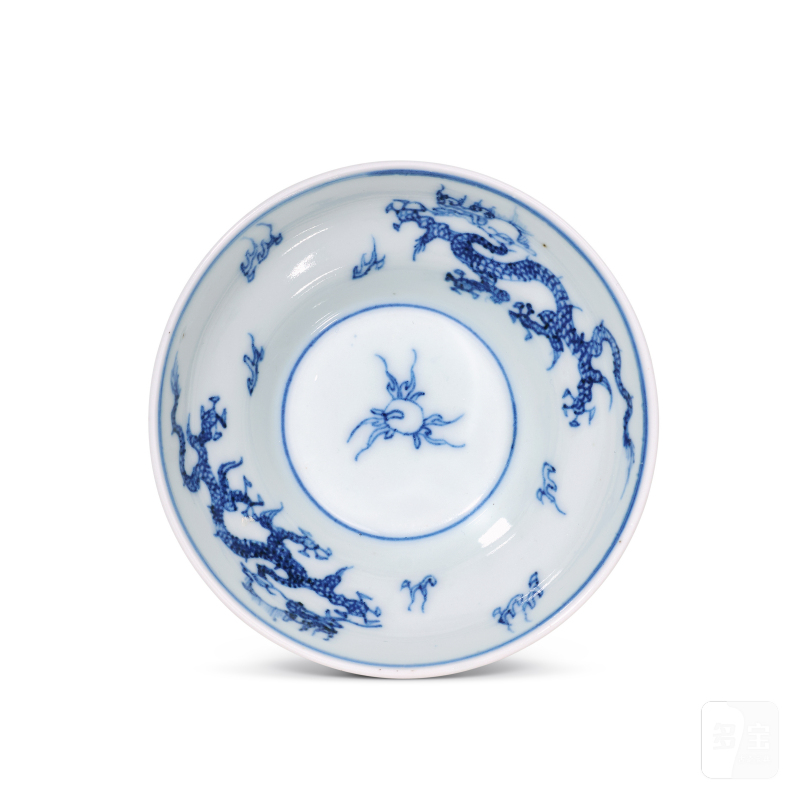 清雍正 青花云龙纹折腰杯 - 图2